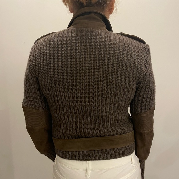 All Saints Brown Suede and Knit Leather Jacket - Picture 2 of 5